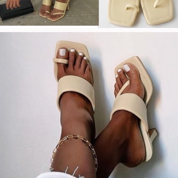 NWT ZARA Heeled Leather Sandals W. Padded Strap 40 - Picture 9 of 11